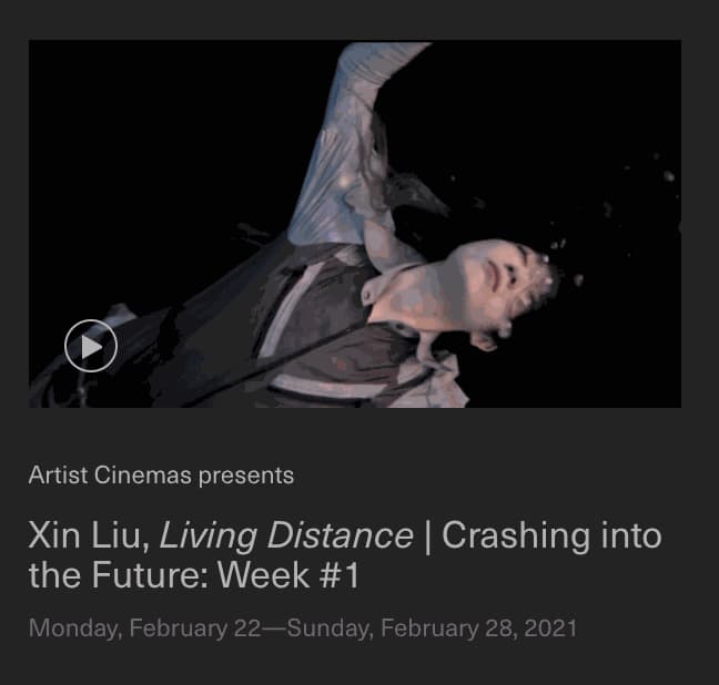Xin Liu’s Living Distance (2019-20) is on view on e-flux Video & Film from Feb 22 through Feb 28