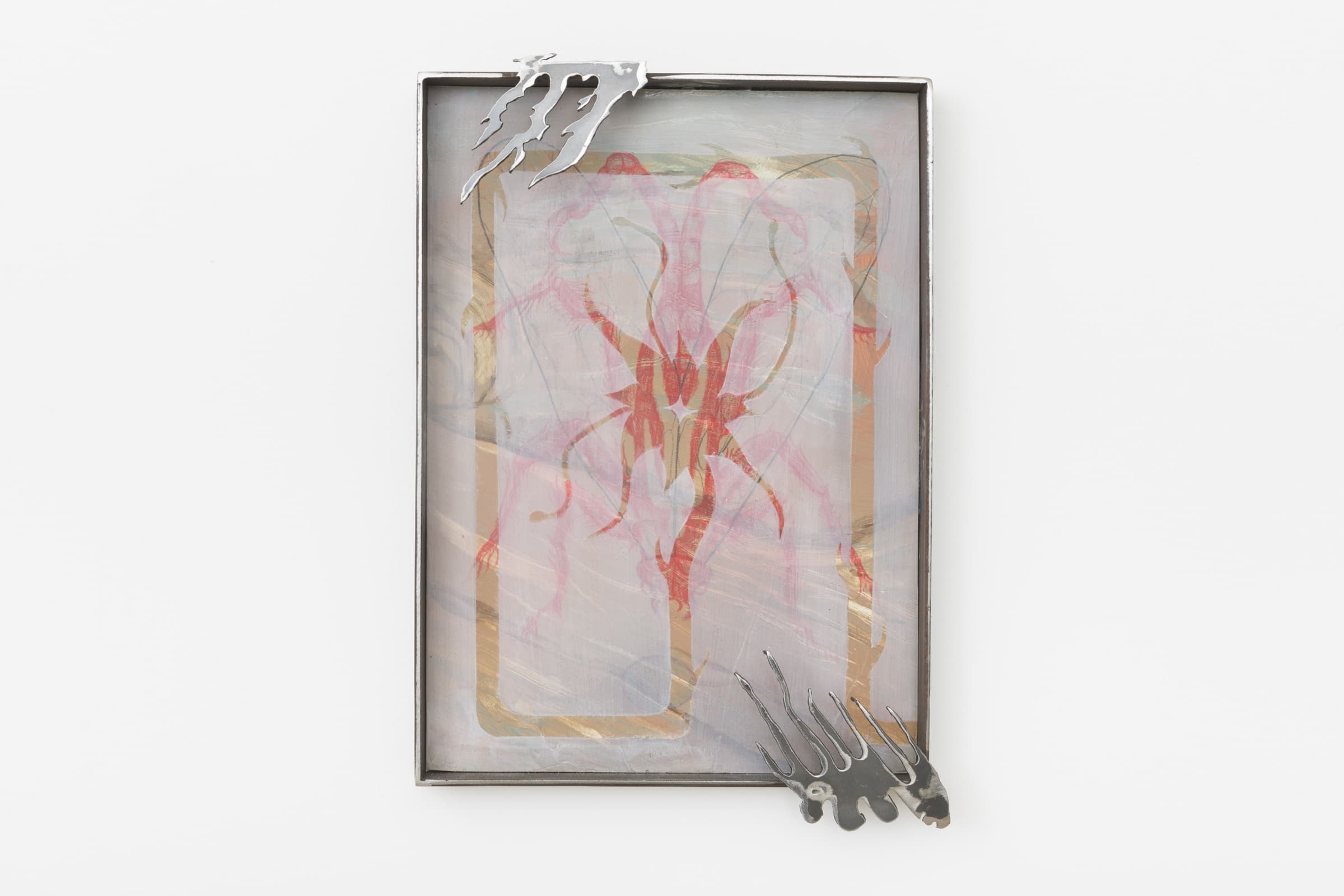 ASMAFloating in the Swamp, 2019Signed and datedacrylic, colored pencils, dry pastels on brass with steel frame9.25 x 13.25 inEdition details, Floating in the Swamp