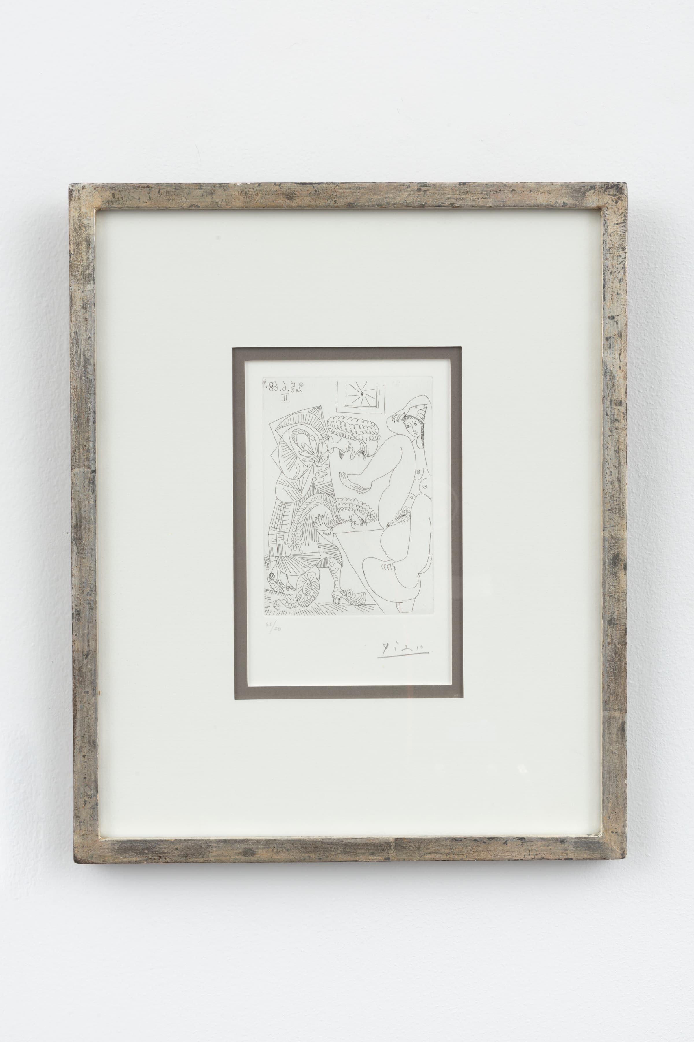 Pablo Picasso, "Jeune femme montrant son sexe å deux courtisans grotesques posternés"