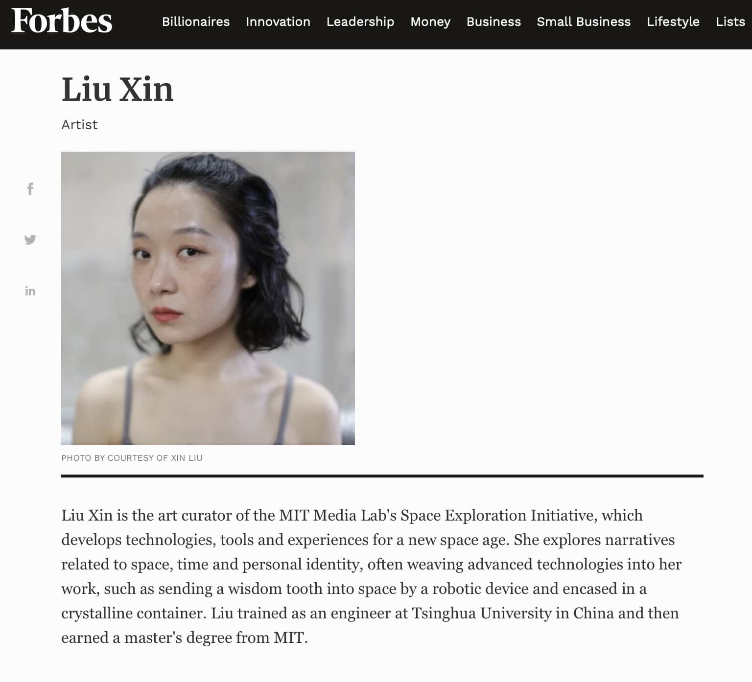 on the list fo Forbes 30 under 30 Asia 2020